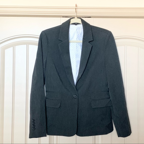 Express One Button Classic Charcoal Gray Blazer - Picture 2 of 8